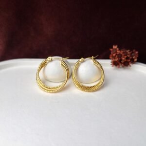 Brinco argola texturizada dourado