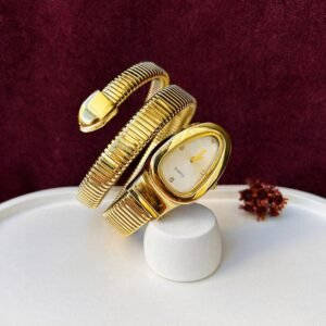Relogio feminino elegante flexivel dourado