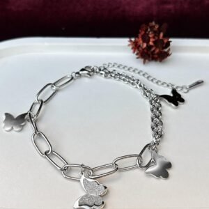 Pulseira pingentes borboletas Aço 316L