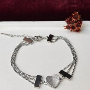 Pulseira coração texturizado Aço 316L