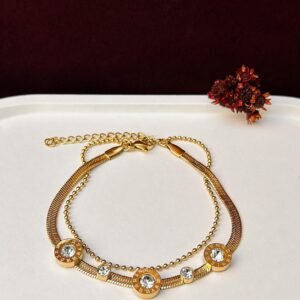 Pulseira Roma dupla corrente dourada
