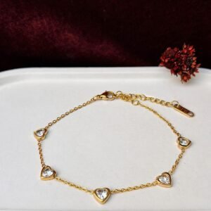 Pulseira corações de luz dourada