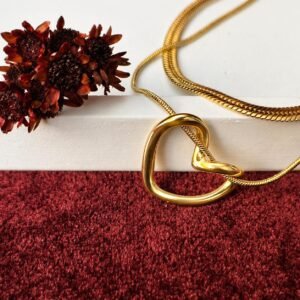Colar laço do coração dourado